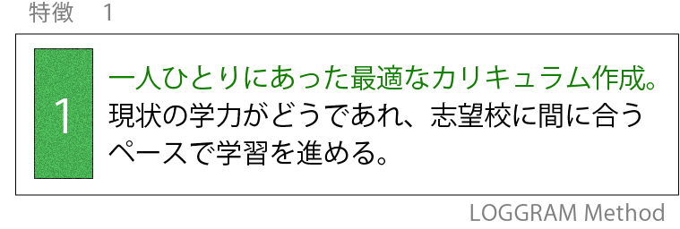 一人ひとりにあった最適なカリキュラムの作成。現状の学力がどうであれ、志望校に間に合うペースで学習を進める